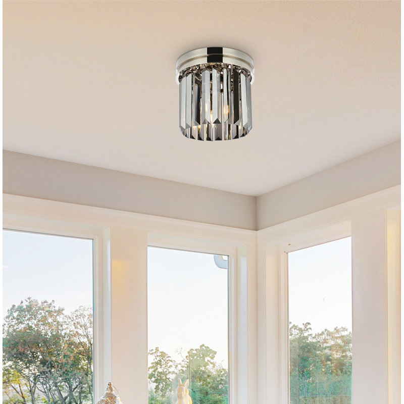 Yazmin Flush Mount, Gray, Polished Nickel