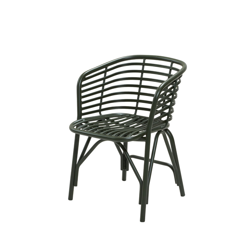 Blend Patio Dining Armchair with Cushion, Black, Dark Green