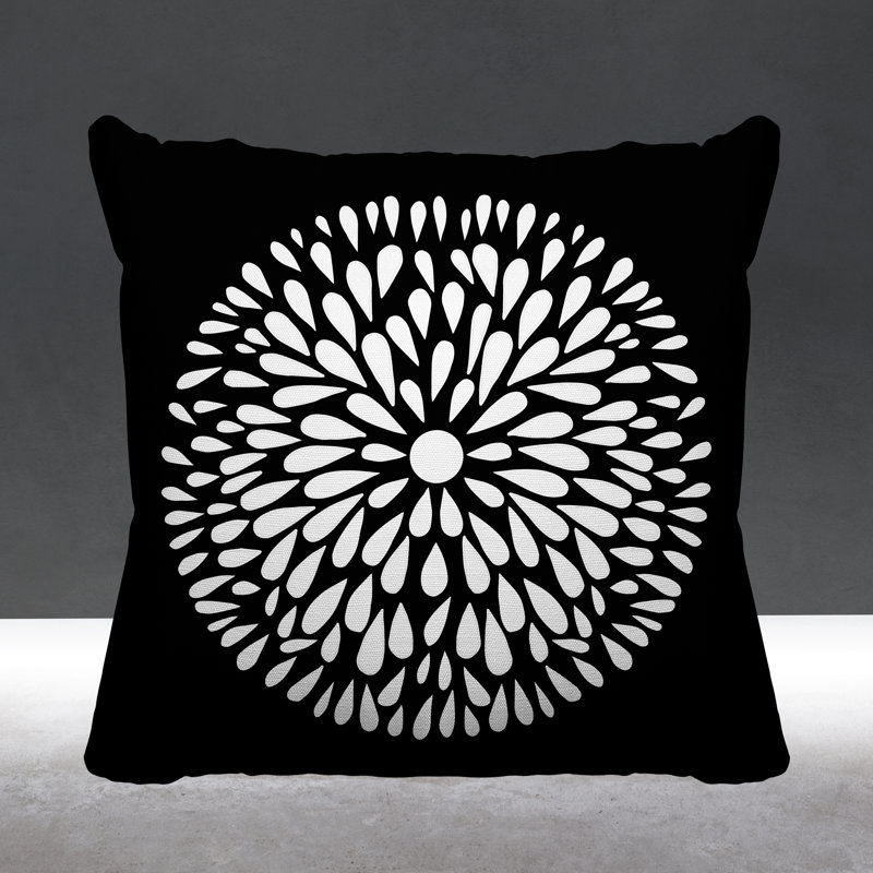 Coussin Pheobe, 15 po x 15 po, Noir, Carré