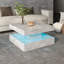 Table basse carrée avec rangement et éclairage RVB pour le salon