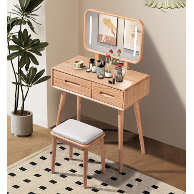 Ensemble de meuble-lavabo moderne en bois massif avec cadre lumineux