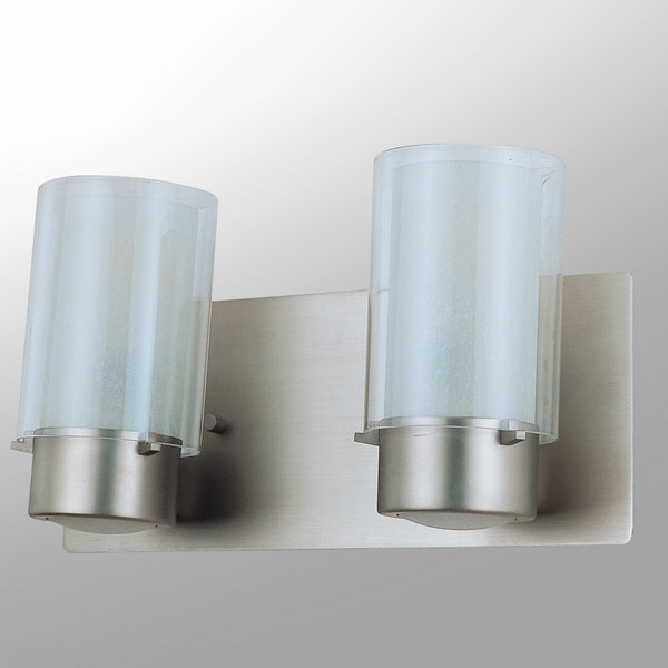 Sontag 2 - Light Vanity Light, Buffed Nickel with Half Opal Glass Shade