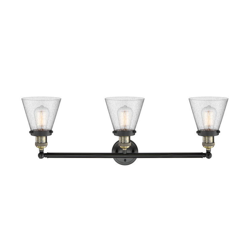 Éclairage pour meuble-lavabo 3 lumières Shauna Cone, Ampoule non incluse, Laiton antique noir