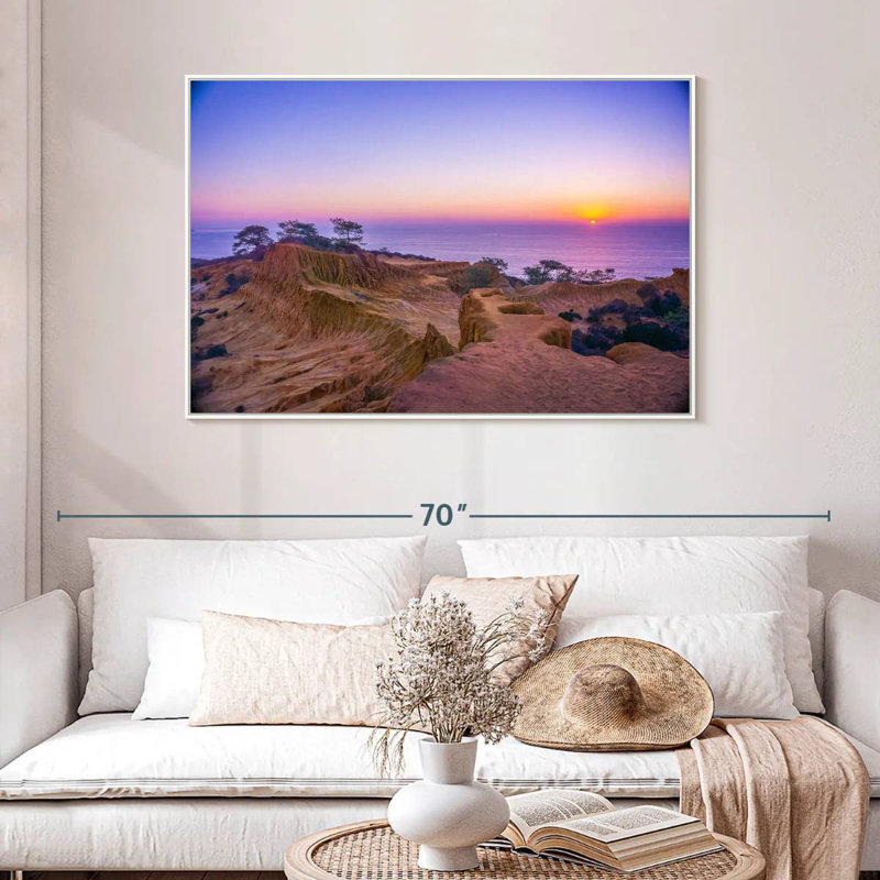 Coucher de soleil Torrey Pines, Cadre flottant blanc, 46 po x 31 po