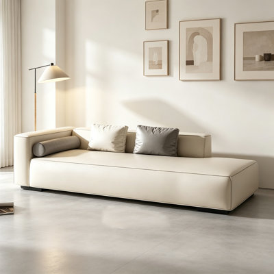 Chaise longue moderne en similicuir beige moderne