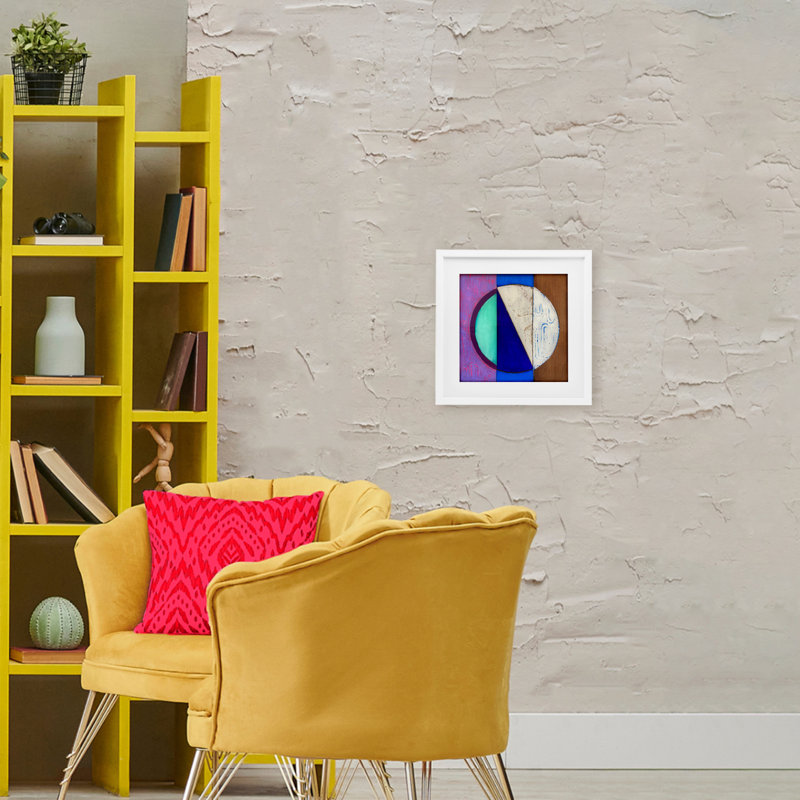 «Structured Blue Circle», reproduction d'art sous verre encadrée par Matthew Finger, Cadre blanc côtier, H 16 po x l 16 po