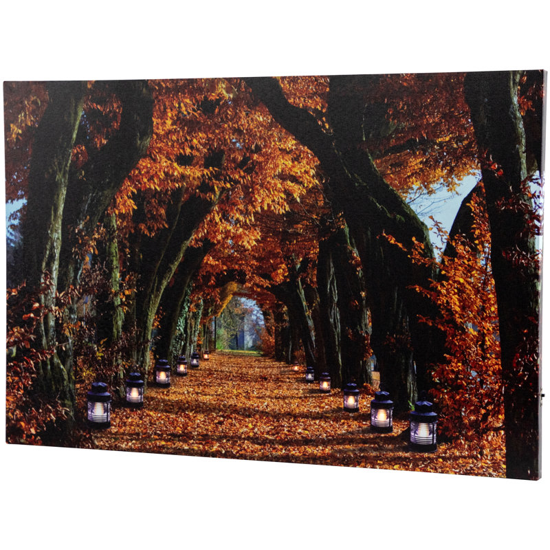 LED Lighted Fall Pathway Canvas Wall Art 23.5" x 15.75"