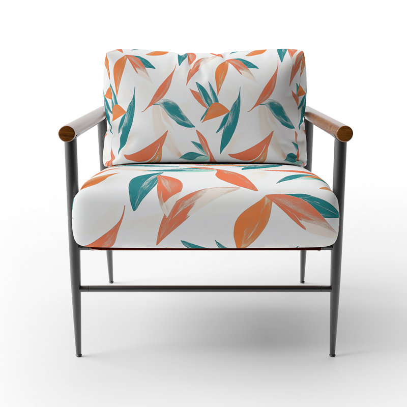 Chaise rembourrée Coastal - Fauteuil Paradise Petal, Bras ronds bruns