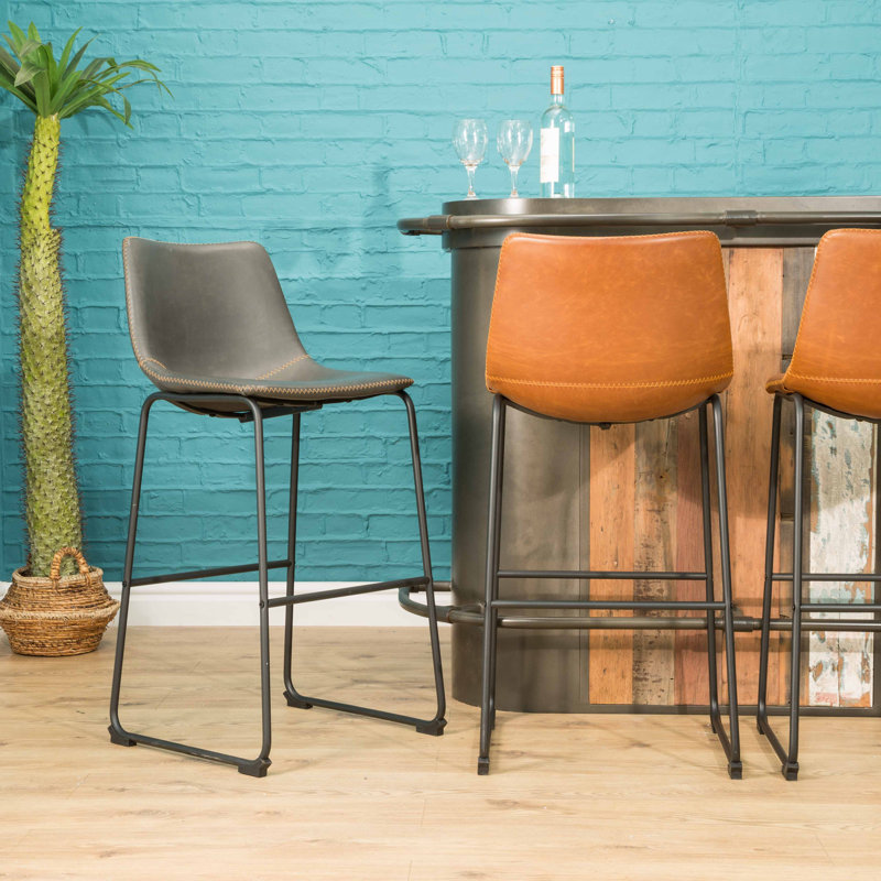 Williams Upholstered Counter Stool with Metal Frame, Grey