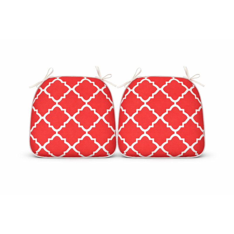 Outdoor Patio Chair Cushions, Red Geometric, Canvas