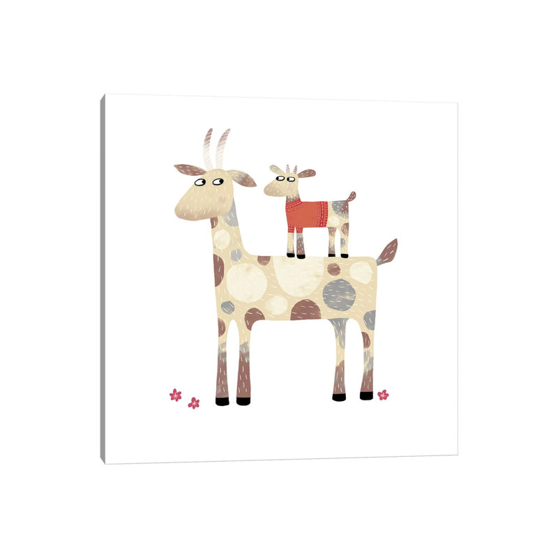 «Goats» par Nic Squirrell - impression d'art graphique, Toile tendue, H 48 po x l 48 po x 1,5 po, Pas de tapis