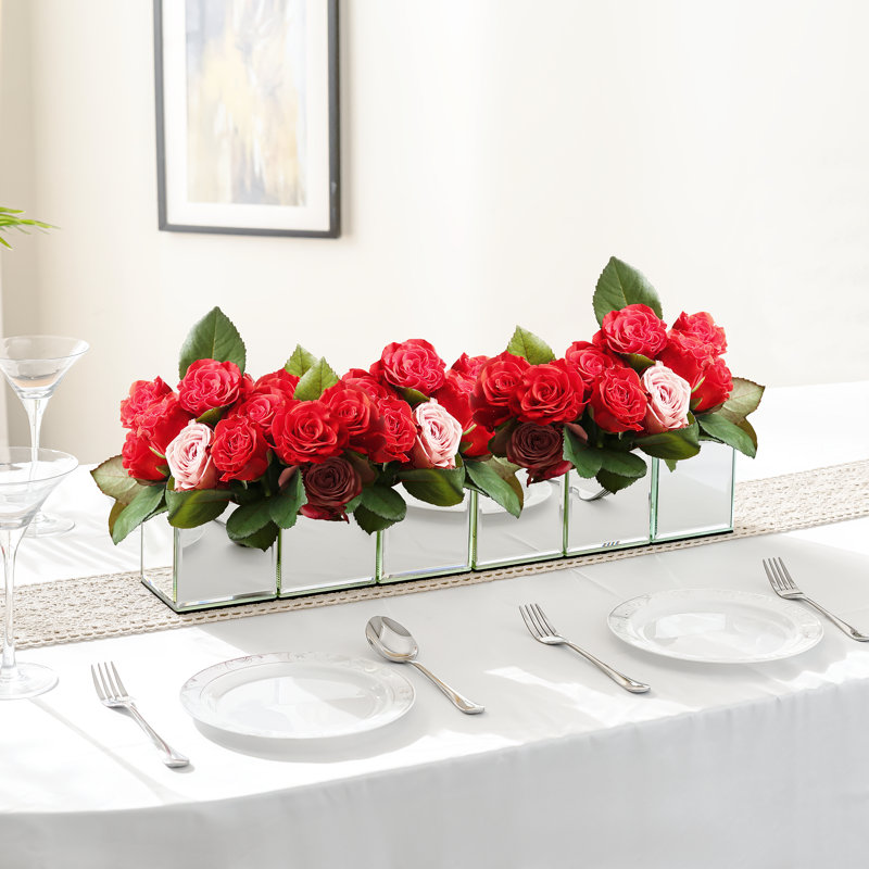 Ensemble de 6 vases cubiques miroir étanches Frith avec base antidérapante, style moderne, contemporain et glamour.