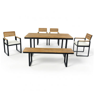 Ensemble de salle à manger 6 pièces en bois d'acacia