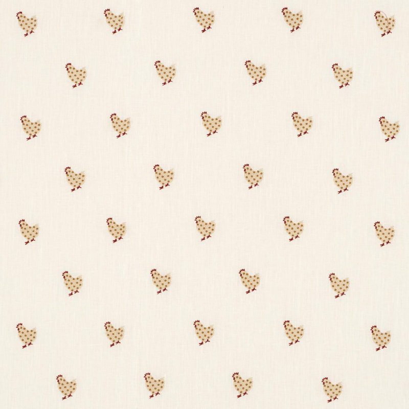 Betsy's Chicken Embroidery Fabric, Ivory