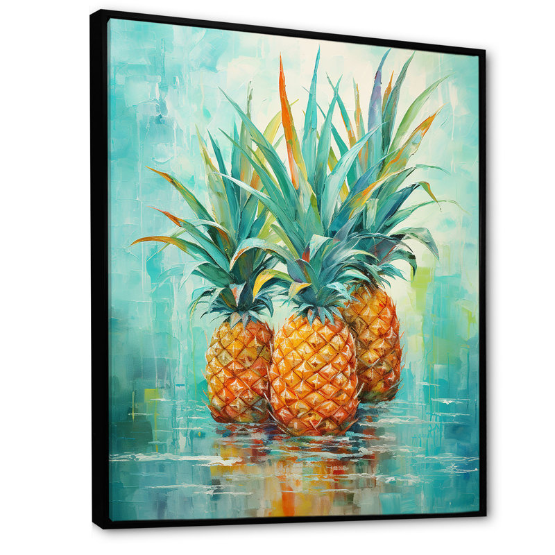 Oasis exotique sur toile, H 32 po x l 16 po x P 1 po, Cadre flottant noir