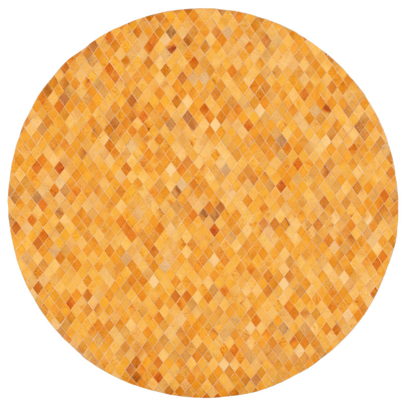 Cowhide Patchwork Orange Rug 6'6" x 6'6"