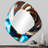 Ayaan Gold and blue Abstract spiral tranquility - Abstract Spirals Asymmetrical Large Mirror, Modern Irregular Shape Unique Wall Mirror Decor, Printed Metal Art-727326312