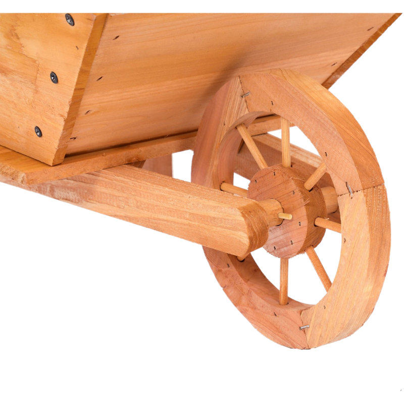 Pickens Wood Wheelbarrow Planter, Natural Wood