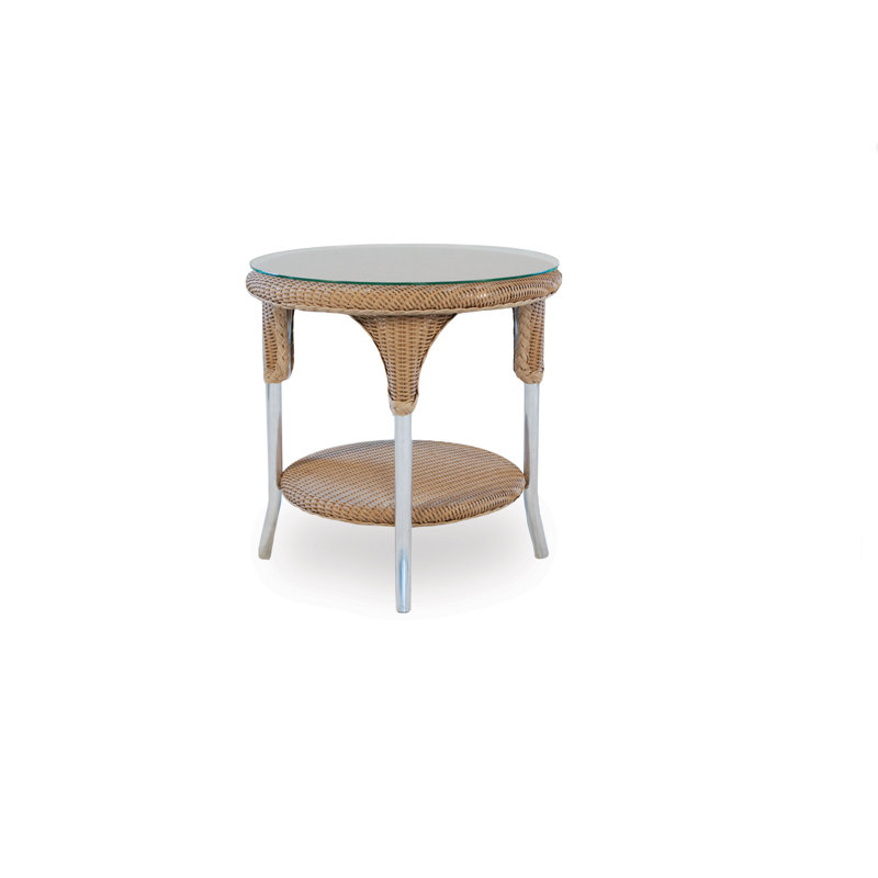Universal Loom Accessories Outdoor Round Side Table, White