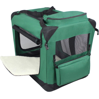 Cage pour chien pliante à 3 portes avec sac de transport et lit molletonné