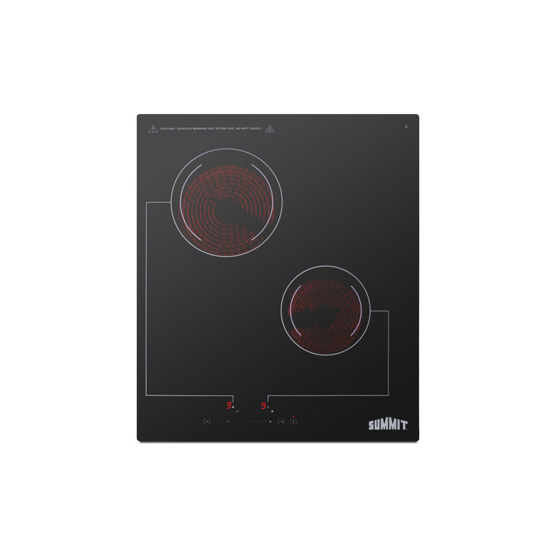 18" Black Ceramic Glass 2-Burner Electric Cooktop with Touch Control