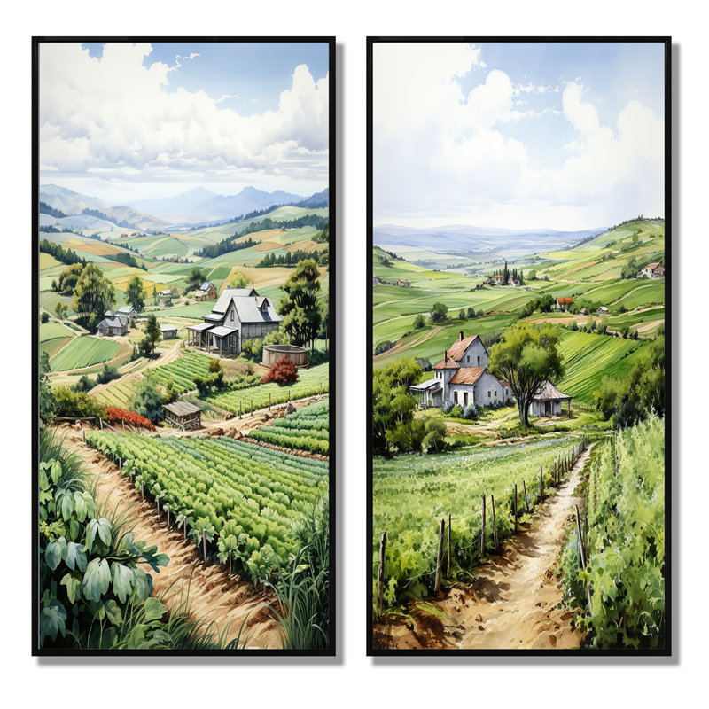 Farmhouse Country Serenade «Farmhouse Country Serenade» 2 - pièces sur, Cadre noir, H 32 po x l 32 po