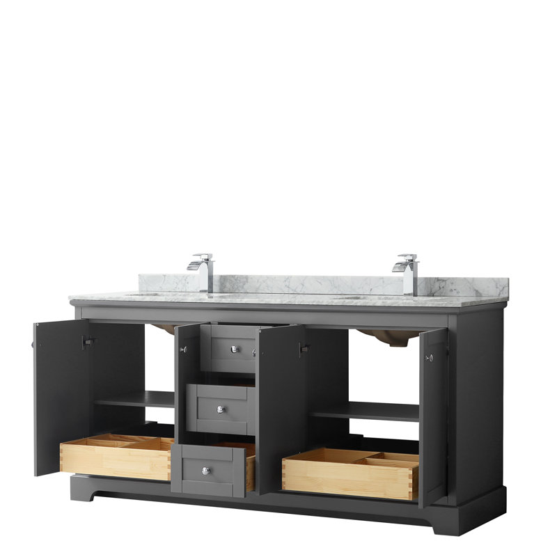 Ensemble de meuble-lavabo double 72 po Avery, Gris foncé, Chrome poli