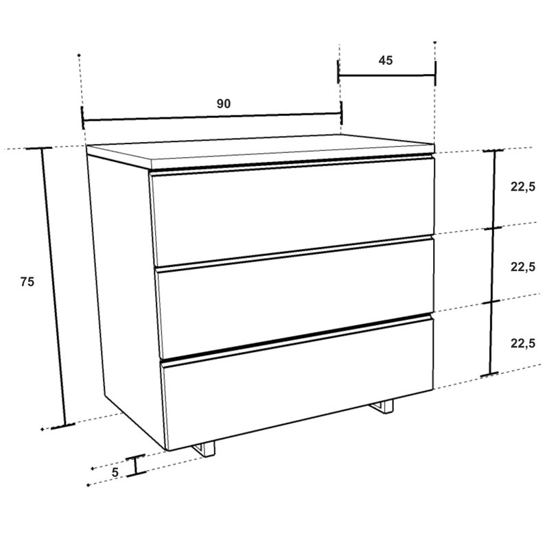Muskoka Solid Wood 90cm W 3 - Drawer Chest of Drawers, Ash Brown