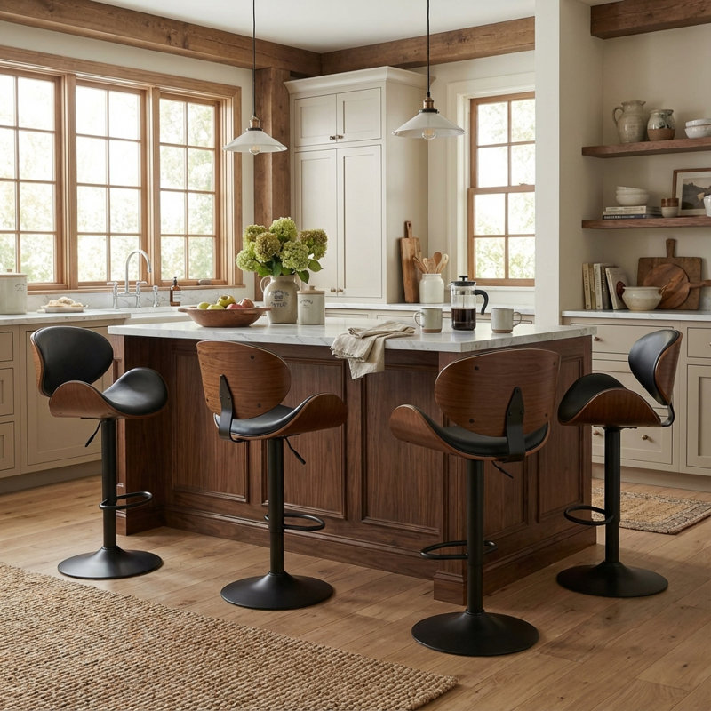 Swivel Upholstered Counter Stool, 24''-32''H Adjustable Seat Height Bar Stool, Modern  Pub Stool with Metal Frame