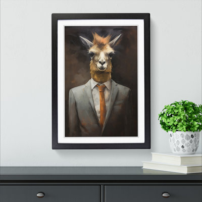Llama In A Suit - Single Picture Frame Print on Wood