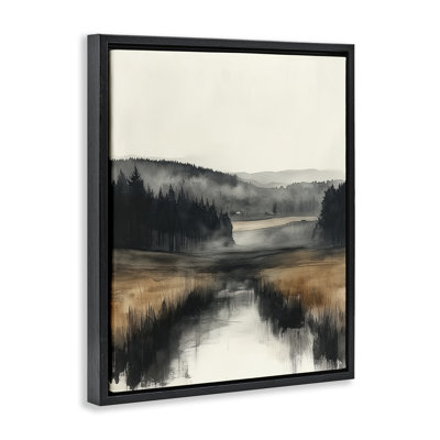 Sepia Countryside Landscape Framed Floater Canvas Wall Art, design by Annabelle Hall
