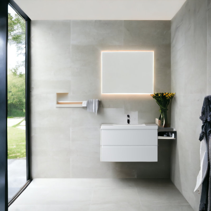 Meuble-lavabo mural simple 35,5 po Carol-Ann, Blanc lustré, Blanc