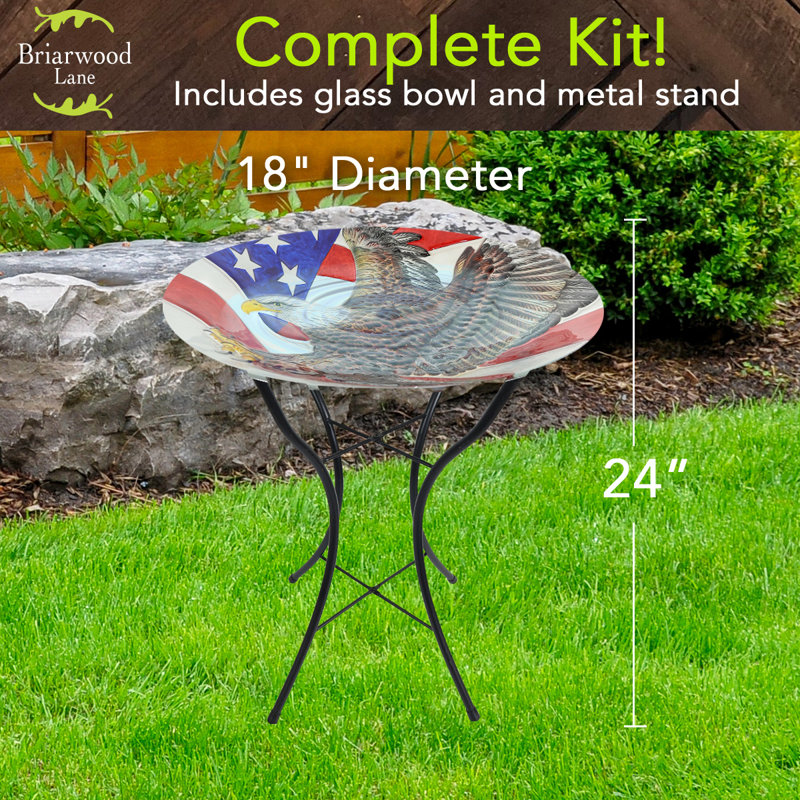 Freedom Eagle Glass Birdbath