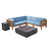 Teak Frame / Blue Cushion