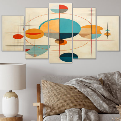 Distant Galaxies Midcentury Elegant Retro - Modern Midcentury, reproduction d'art sur toile - 5 panneaux