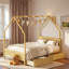 Lit en bois en forme de maison avec 2 tiroirs de rangement, support dorsal fiable et conception de toit adorable-131091926-131091928