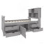 Structure de lit plateforme simple avec bibliothèques et tablettes de rangement, quatre tiroirs, gris-796738716