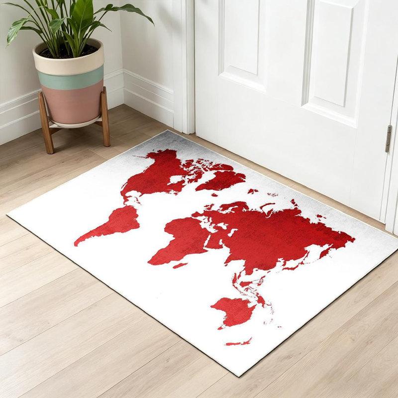 Tapis rouge rouge lavable à la machine, Rectangle 32 po x 47 po