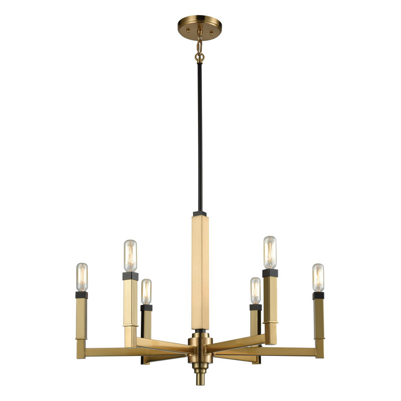 Lustre à 6 lumières de 23 po de large Mandeville - Bronze huilé, H 18 po x l 23 po x P 23 po