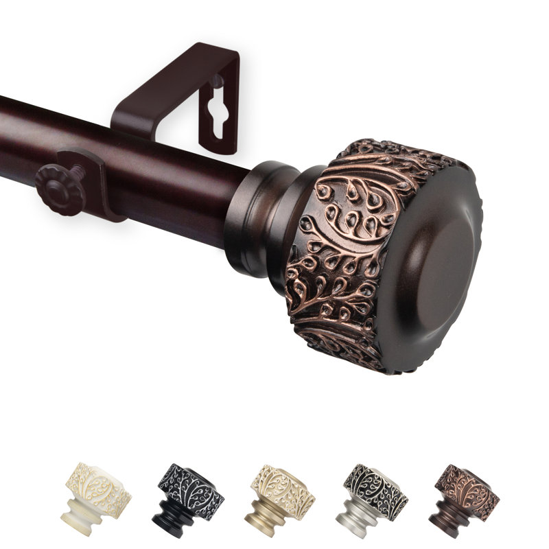 Joben Adjustable Single Curtain Rod, Bronze, 4" H x 84" W x 3.625" D