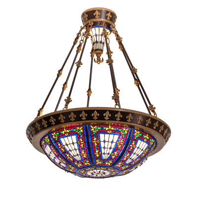 Plafonnier semi-encastré en verre 28 po Fleur-de-lis