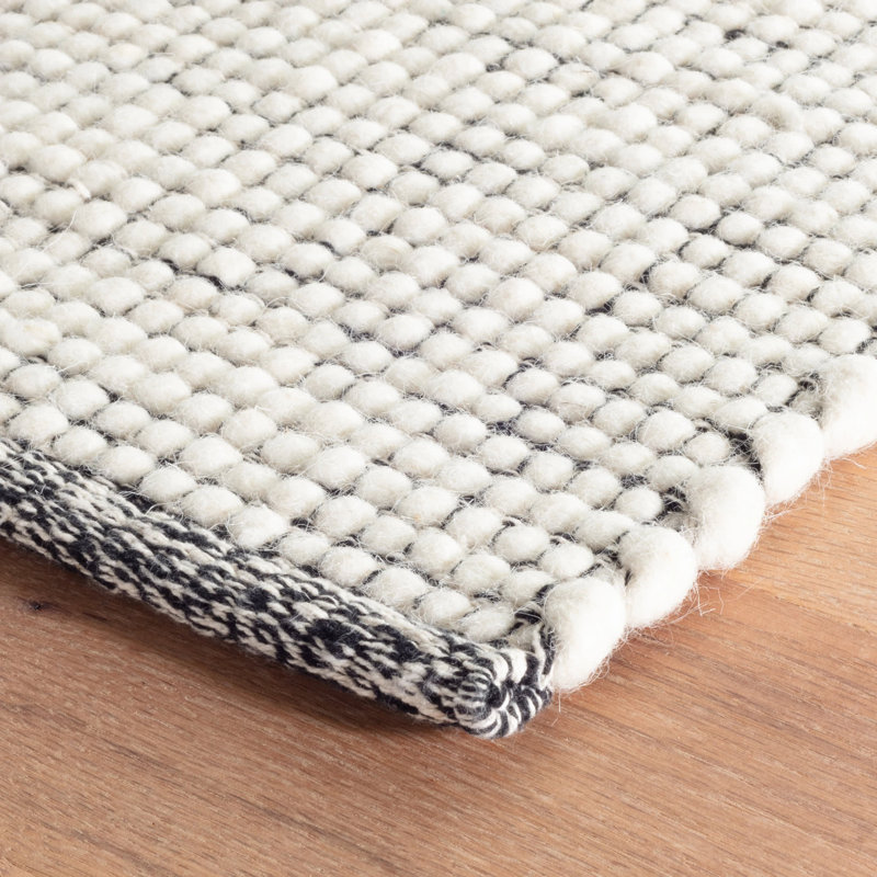 Network Black Handwoven Wool Rug, Rectangle 2' x 3'