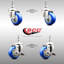 3.5 Inch 316SS Blue Polyurethane Swivel 12mm Stem Caster Set 2 Brake SCC