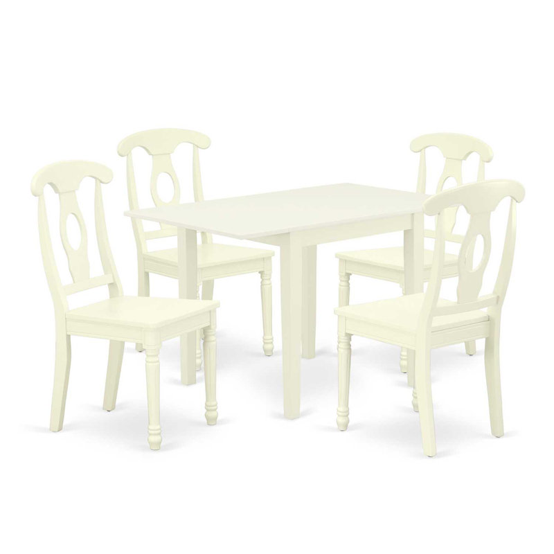 Ensemble de salle à manger Boylston, Blanc lin, Blanc lin, 5 pièces