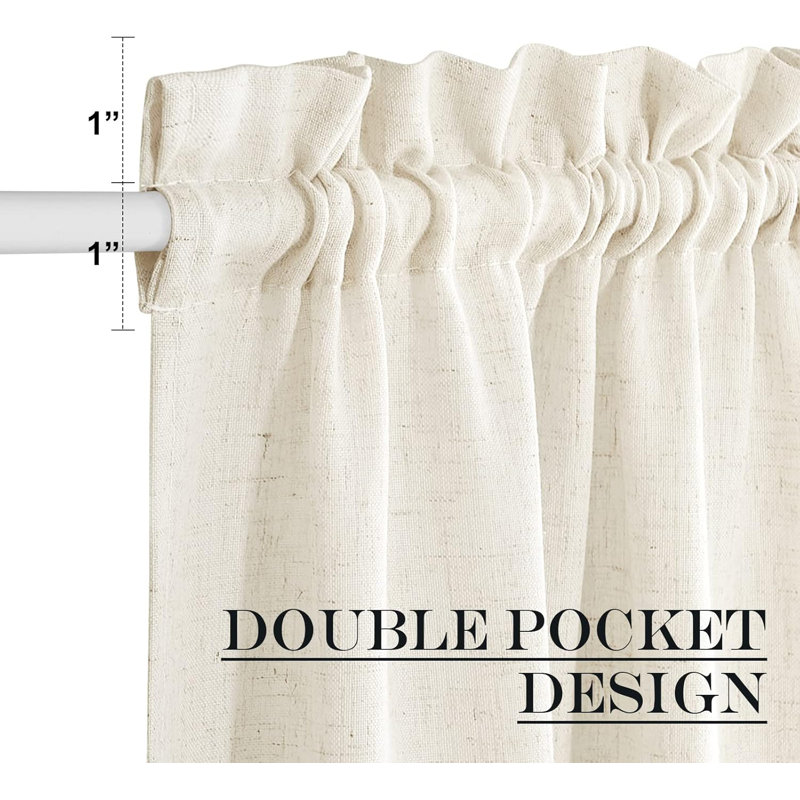  Door Curtain for French Door, Thick Linen Blended Light Filtering Solid Rod Pocket Window Cover for Glass Patio, 1 PC
