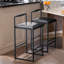 Upholstered bar stools set of 2 with  backrest and footrest, pu leather and metal frame-776872963