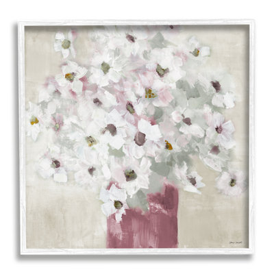 Abstrait bouquet de marguerites blanches dans un vase rouge contemporain
