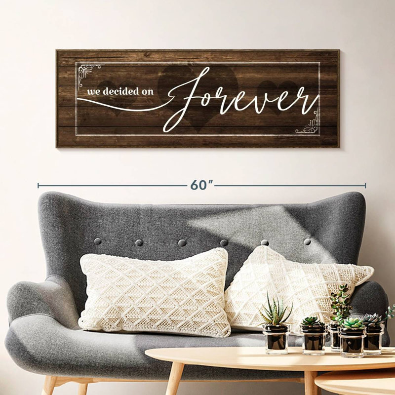 Plaque murale «Forever Love», 46 po x 16 po, Cadre flottant noyer