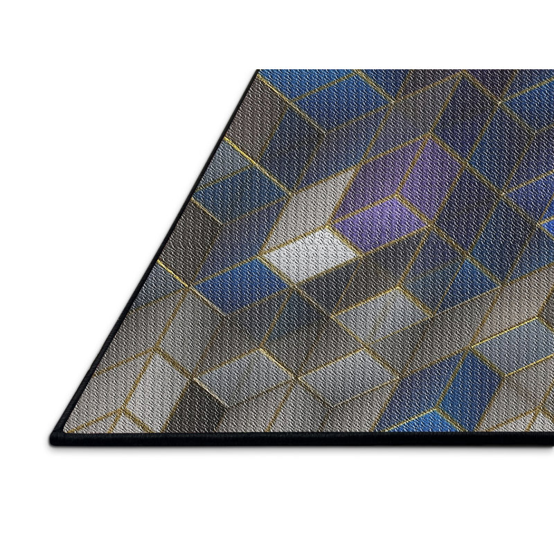 Tapis bleu/violet/gris, Rectangle 6 pi x 9 pi