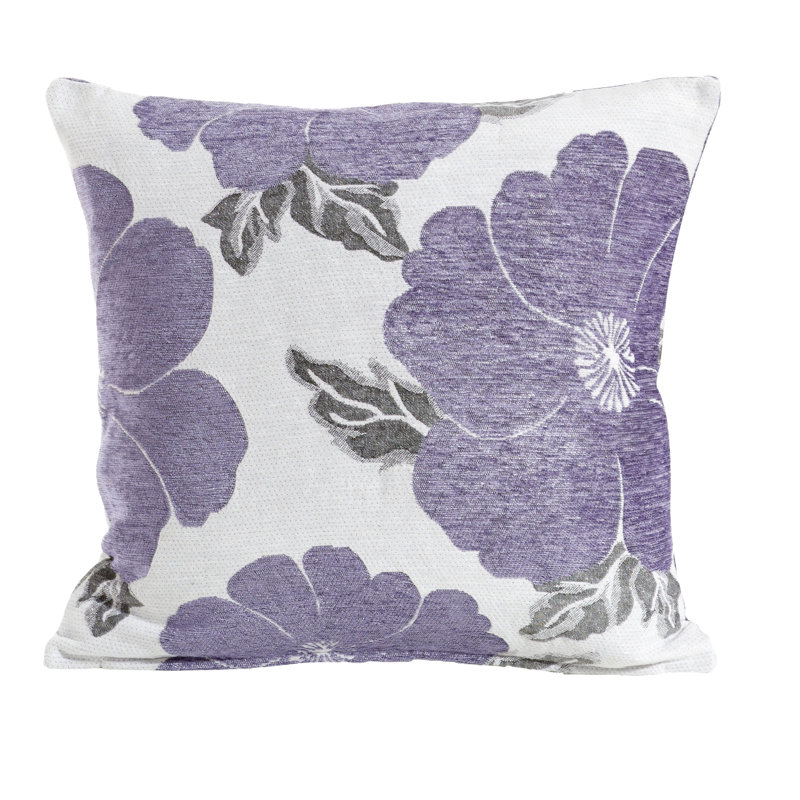 Darionte Poppy Floral Cushion Cover with Filler Pad, 45 x 45cm, Purple